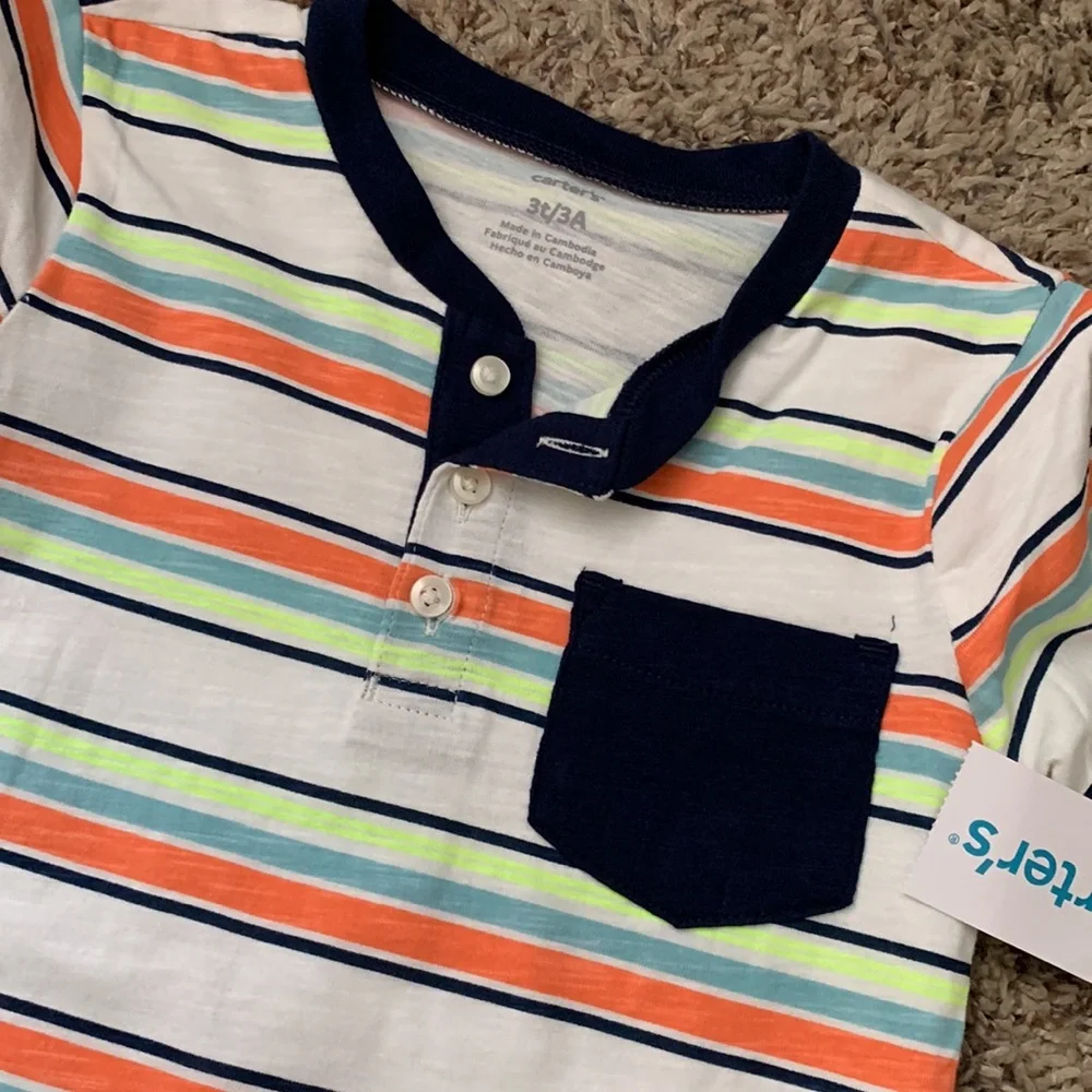 Carter’s Toddler Boy’s 2-Piece Striped Henley and Shorts Set